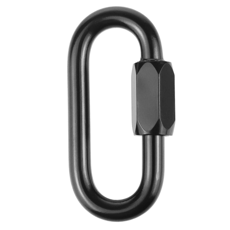 IEBUOBO 5/32 inch Stainless Steel Oval Quick Link Carabiner, 10 Pack M4 Black Quick Links Chain Connector, Heavy Duty Locking Carabiner for Outdoor Activities
