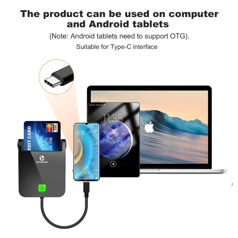 ZOWEETEK CAC Reader USB C, CAC Card Reader Military, DOD Military USB Common Access CAC, Compatible with Windows, Mac OS and Linux (Type C)