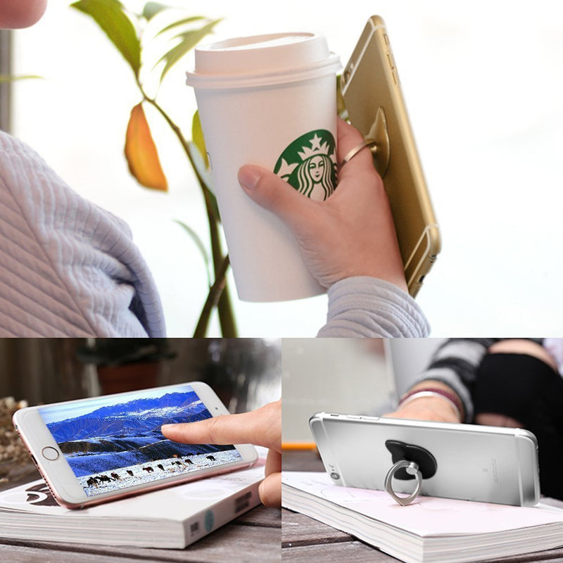 360 Degree Finger Stand Cell Phone Ring Holder Car Mount with Hook for Smartphone-Purple Lotus Flower