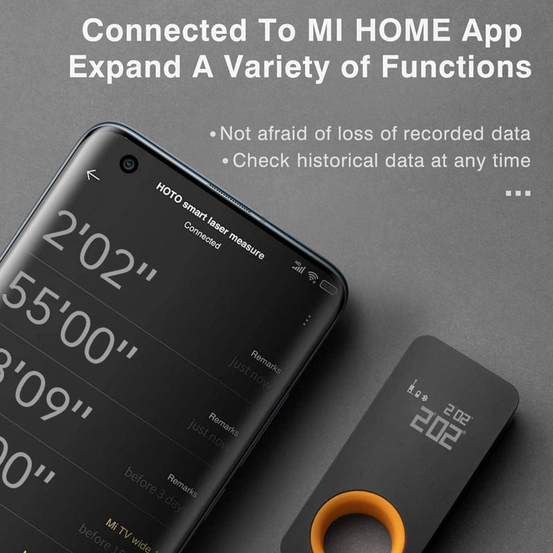 HOTO iRing Laser Tape Measure with Bluetooth, 98ft Digital Tape Measure, ±1/16-inch Accuracy, 2 Modes of The Measurement, Switchable Units M/Ft+in, Type-C Charging