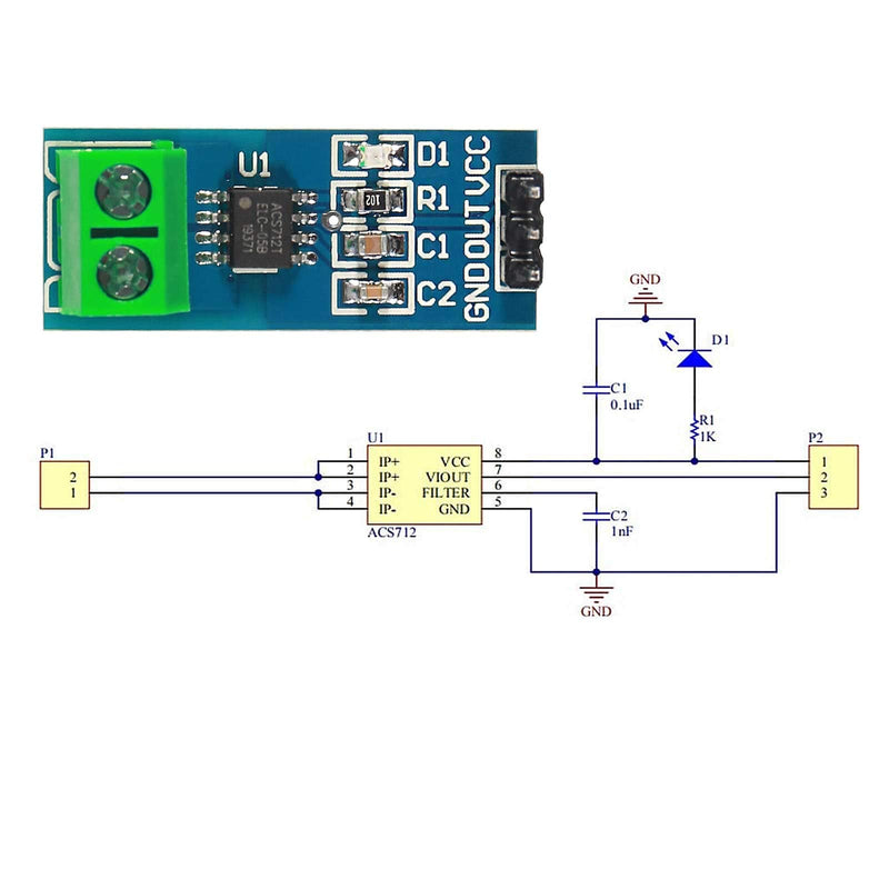 3PCS 5A Range Current Sensor ACS712 Module AC/DC for Arduino (5A)