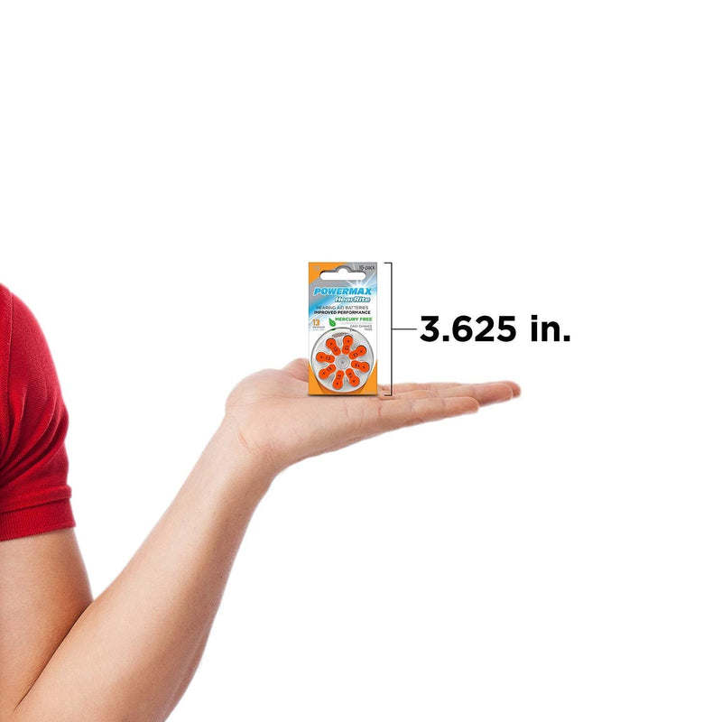 Powermax USA Size 13 Hearing Aid Batteries, Orange Tab, Made In the USA, 64 Count 64-Count
