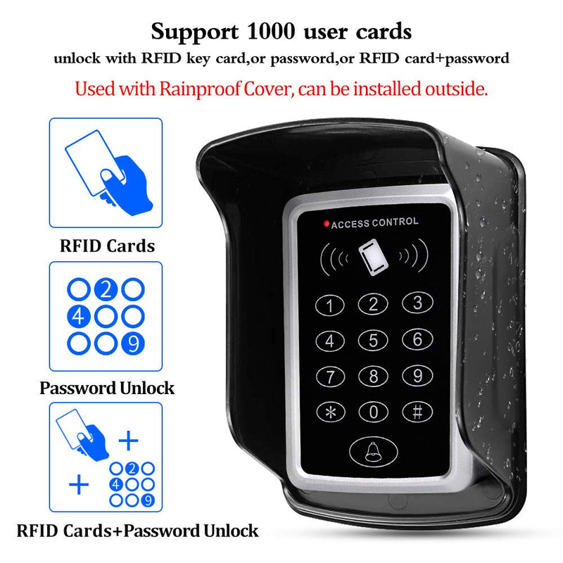 HFeng Standalone Access Control Keypad RFID Keyboard Waterproof Cover for Door Locks Access Control System + 10pcs Keychains