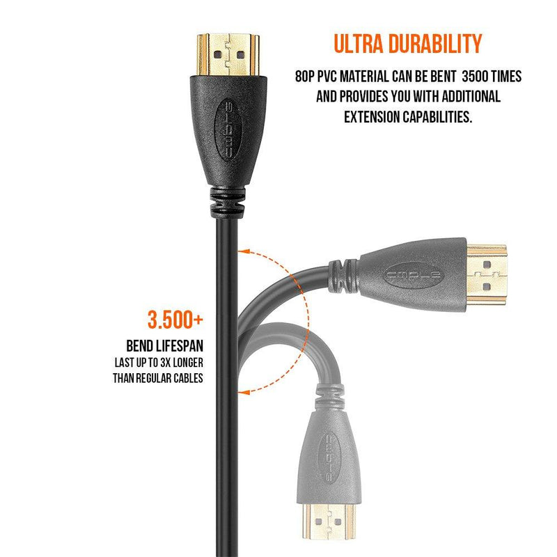 Cmple - Ultra Slim High Speed HDMI Cable HDMI 2.0 HDTV Cable - Supports Ethernet 3D 4K and Audio Return - 10FT (2 Pack) 10FT (2 PACK) Black