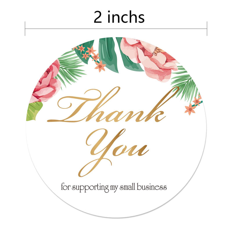 2" Thank You for Supporting My Small Business Stickers, Floral Thank You Sticker, Round Labels for Small Business Owners Bakery Handmade Good to Use on Bags, Boxes and Envelope, 500 Labels Per Roll 2"-thank You for Supporting My Small Business Stickers