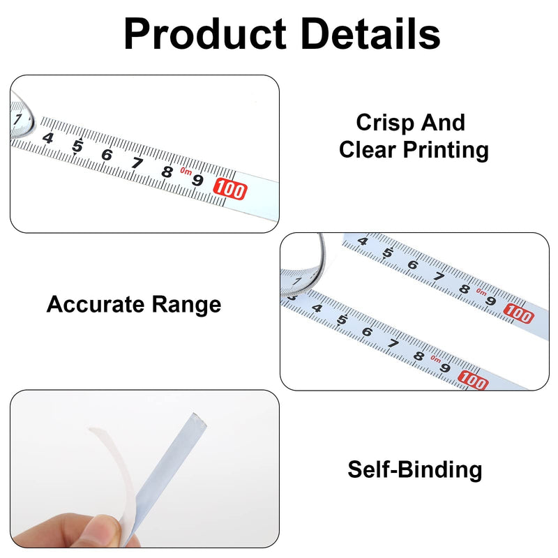 ‎FASBET Pack of 4 self-adhesive measuring tape 1m metric, for sticking, 2x 1m left to right, 1x 1m right to left, 1x 2m middle to left to right 4 rolls