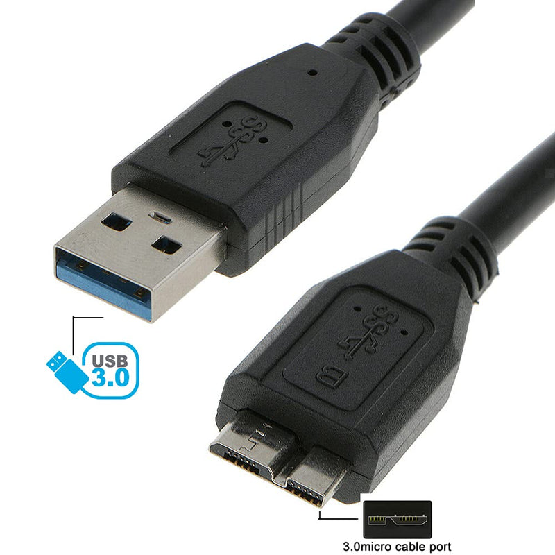 (2 Pack) Superspeed USB 3.0 Cable A Male to Micro B - (4 Feet) Black for WD My Passport Ultra, My Passport X Portable USB 3.0 Hard Drive Storage