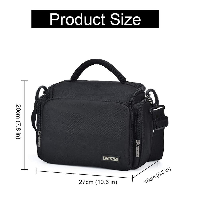 CADeN Camera Shoulder Crossbody Bag Case Compatible for Nikon, Canon, Sony SLR/DSLR Mirrorless Cameras and Lenses Waterproof Black Large