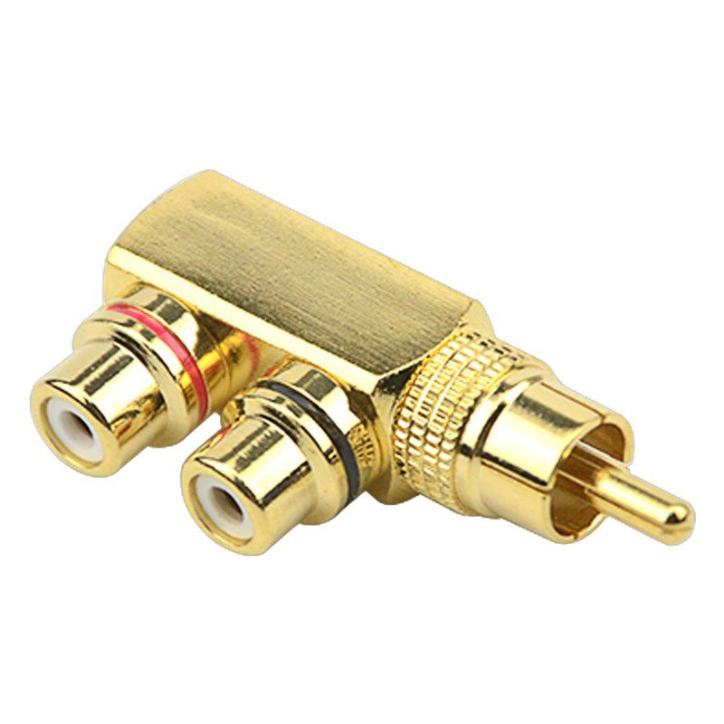 WMYCONGCONG 2 PCS RCA Splitter Adapter RCA Male to 2 RCA Female Right Angle Splitter Plug Connector