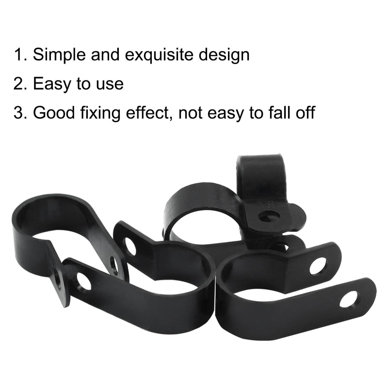 Unlorspy 100 Pcs Black R-Type Cable Clip 5/8 Inch Nylon Plastic R Type Wire Clamp for Wire Management (16mm, 5/8 Inch) 16mm, 5/8 Inch