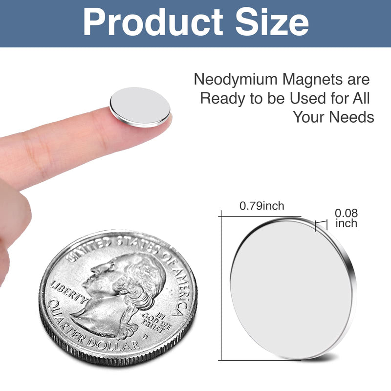 TRYMAG Magnets, 10Pcs Strong Neodymium Magnets for Crafts, Heavy Duty Magnets Small Round Refrigerator Magnets for Office, Whiteboard, Dry Erase Board Cabinets - 0.79 x 0.08 Inch 0.79x0.08inch-10Pcs