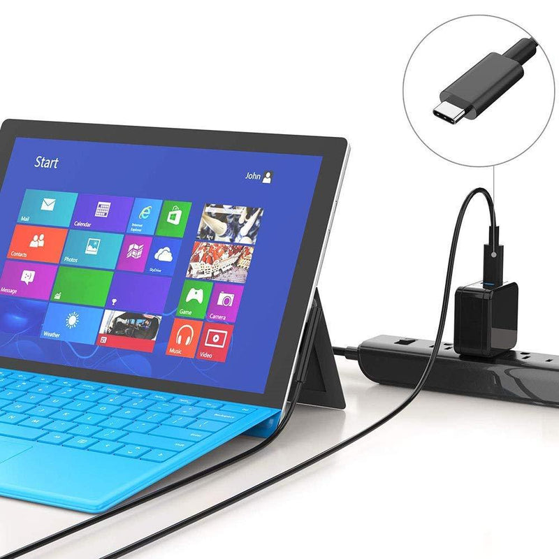 Sisyphy Nylon Braided Surface Connect to USB-C Charging Cable Compatible for Microsoft Surface Pro7 Go2 Pro6 5/4/3 Laptop1/2/3 & Surface Book, Works with 45W 15V3A USBC Charger (Black, 6ft)