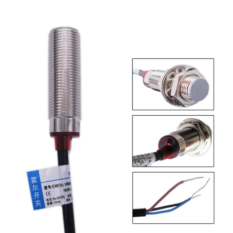 NJK-5002C 10mm Hall Effect Switch Proximity Effect Sensor Inductive Switch NPN NO Normally Open with Magnet DC5-30V