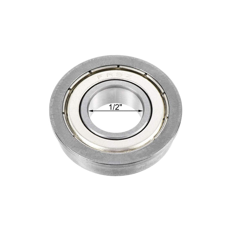 uxcell FR8ZZ Flanged Ball Bearing 1/2"x1-1/8"x5/16" Double Shielded Chrome Steel Bearings 4pcs