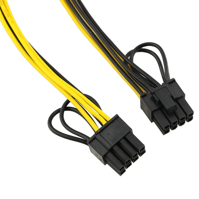 E-outstanding PCIe 6pin to 8pin Adapter Power Extension Cable 2PCS PCI-e 6-pin Male to 8-pin Male Converter Adapter Cable for PCI Express 6+2-pin (6-pin/8-pin) Powered GPU Video Card 20cm / 8 inch