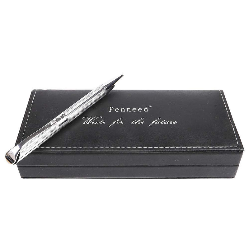 Penneed Ballpoint Pen for Men Women Executive Home Office Use, with Gift box Refillable 1.0mm Black Ink B5(Elegant Silver)