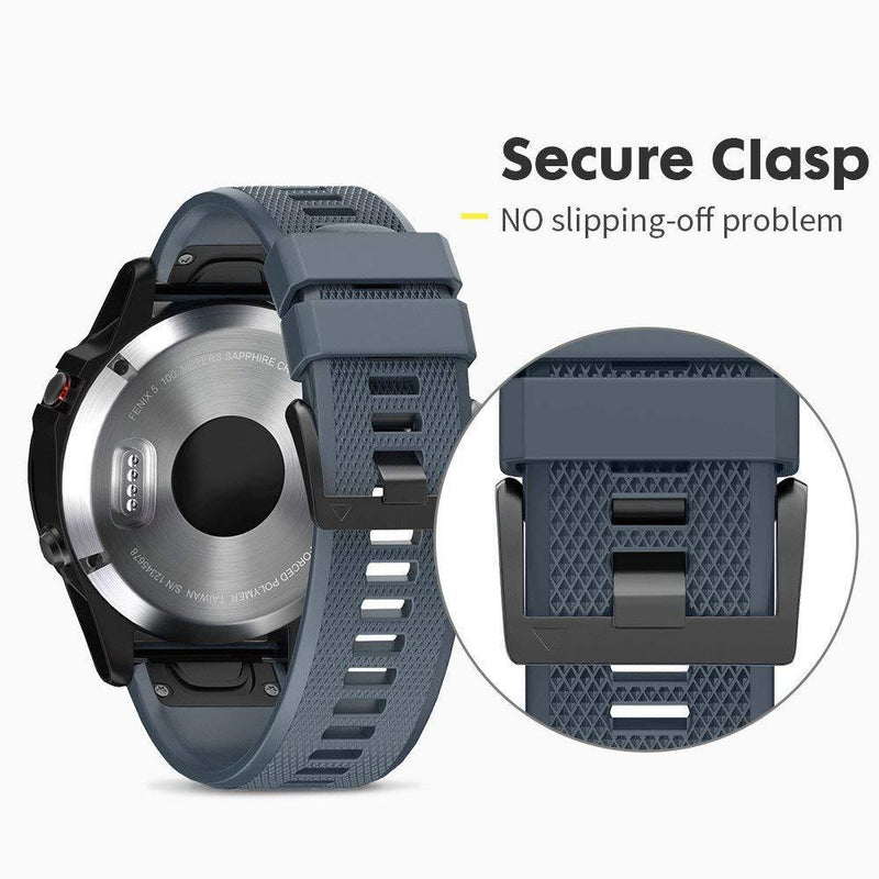 Notocity Compatible Fenix 5 Band 22mm Width Soft Silicone Watch Strap for Fenix 5/Fenix 5 Plus/Fenix 6/Fenix 6 Pro/Forerunner 935/Forerunner 945/Approach S60/Quatix 5(Slate) Slate