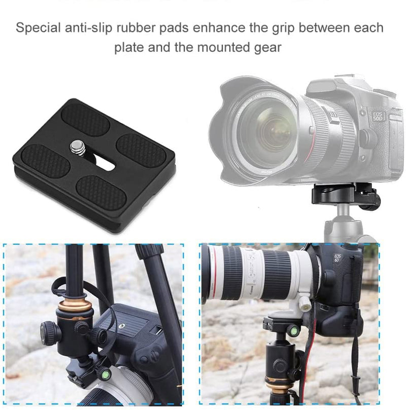 VIZEMO Camera Quick Release Plate PU50 2 Pieces QR Small Plate with 1/4"-20 Screw,Tiny Universal Quick Release Plate for Arca Swiss Standard Clamp for DSLR Camera Tripod Ballhead 50MM-1.97"(2 Packs)