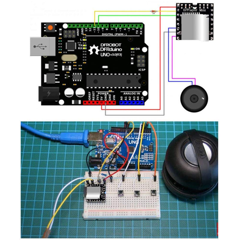 3PCS Mini MP3 Player Audio Module MP3 Voice Decode Board TF Card U Disk IO/Serial Port/AD Board DFPlayer Audio Voice Music Module for Arduino 3PCS MP3 Module