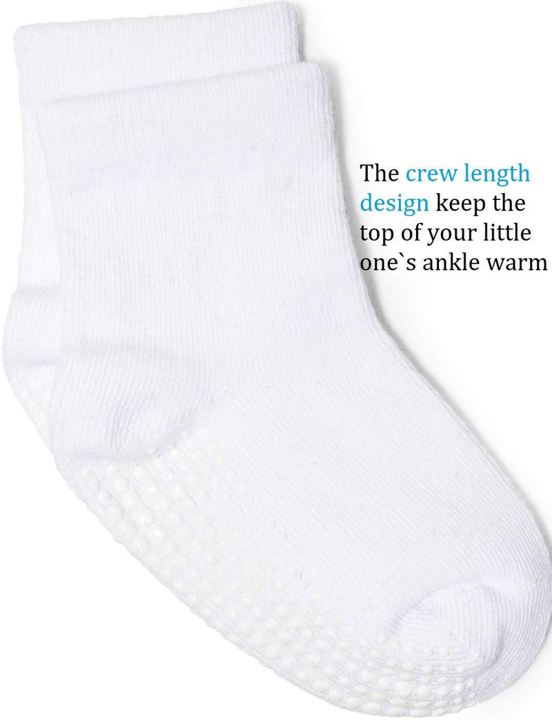 Zaples Grip Crew Socks with Non Slip/Anti Skid Soles for Baby Infants Toddlers Kids Boys Girls Assorted 12 Pack 4-7 Years