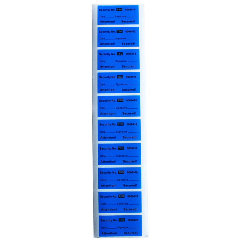 100pcs Non Transfer Tamper Resistant Security Warranty Void Labels/ Stickers/ Seals (Blue, 1 x 2 inches, Unique Nos. - TamperSTOP)