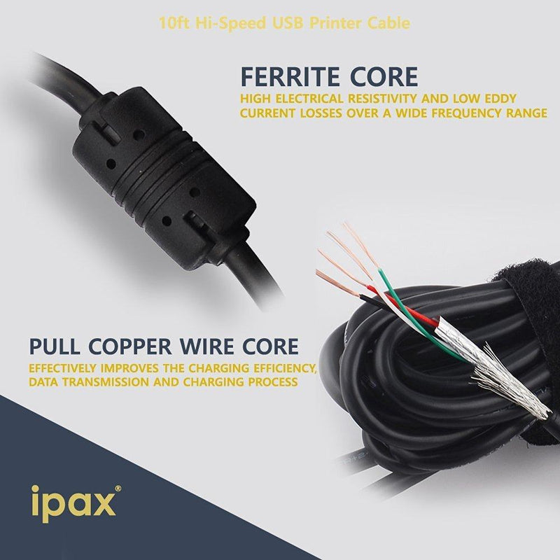 Ipax USB Printer Cable and Wall Power Cord Compatible with Canon Pixma MG7520 MG7120 MG6320 MG5520 MG5420 MG5320 MG2920 MX922 MX892 MX472 Canon Maxify