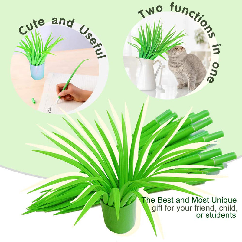 Youdepot writing pens, school supplies,Green Leaf Like Grass-Blade Silicone Pens Neutral Pen With Cover and Pen Holder, Easy Flow Black Ink, Pack Of 25