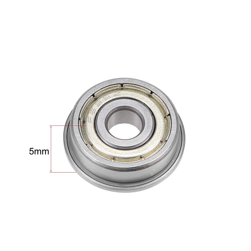 uxcell F625ZZ Flange Ball Bearing 5x16x5mm Shielded Chrome Bearings 5pcs