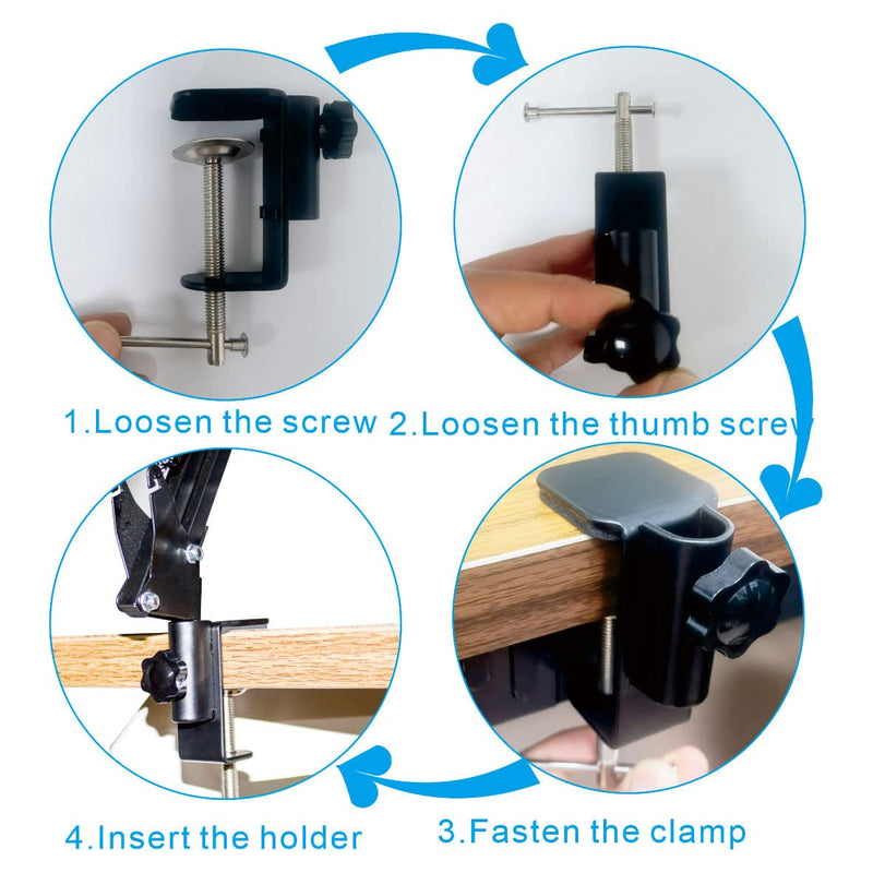 Desk lamp Clamp: 2PACK 1/2 Enlarge Hole Replacement C Clamp for Desk Light,Magnifying Glass with Light,Table Mic Stand,Mic Arm Desk Mount,Swing Arm Phone Holder,for Home Office Work Task (M Black) M Black