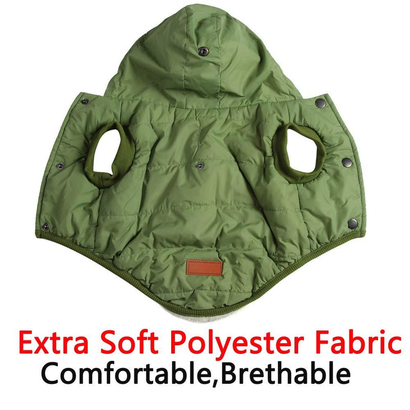 Vecomfy Fleece Lining Extra Warm Dog Hoodie in Winter,Small Dog Jacket Puppy Coats with Hooded Green XS X-Small