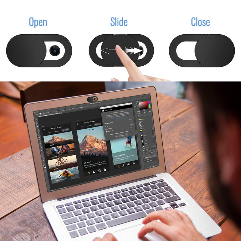 Webcam Cover Slide,[6 Pack] Ultra-Thin Laptop Web Camera Cover Compatible with MacBook,Laptop,PC,Computer,iMac,iPad, iPhone Cell Phone etc. 0.022in Thick Web Blocker Protect Your Privacy and Security 6 Pack Black