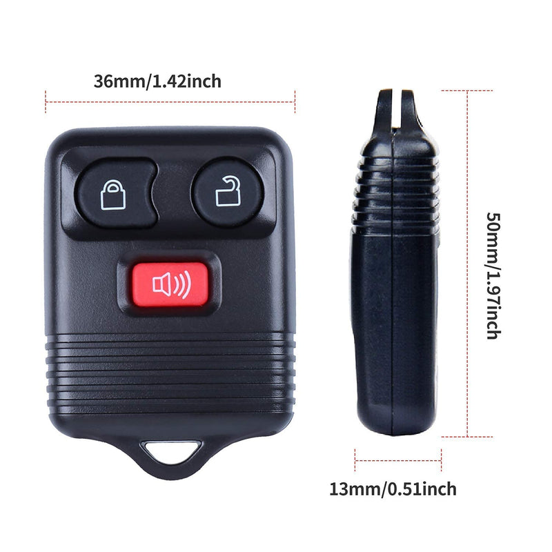 3 Buttons Entry Remote Control Key Fob Transponder Chip fits Ford 1998-2016,Mazda F150 F250 F350,Mercury,Expedition Explorer,CWTWB1U331,CWTWB1U212, CWTWB1U345, GQ43VT11T 315Mhz Pack of 2 3 Buttons