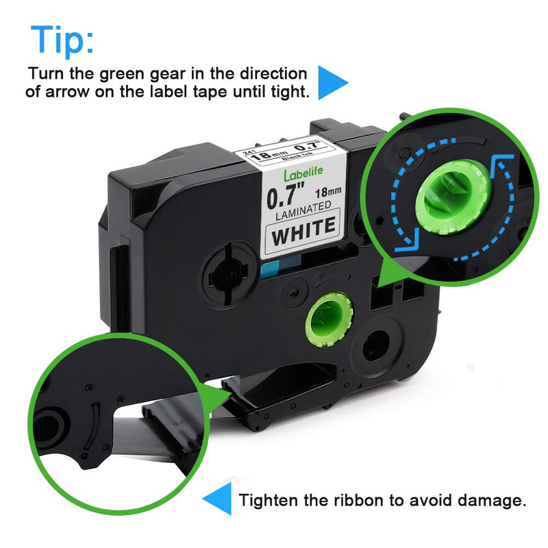 Labelife Compatible Label Tape Replacement for Brother 18mm 0.7 Inch (3/4") Laminated Ptouch TZe-141 TZe-241 Tape Black on Clear/White for P Touch Label Maker PTD600 PT-1890C, 26.2 Feet (8M), 4-Pack