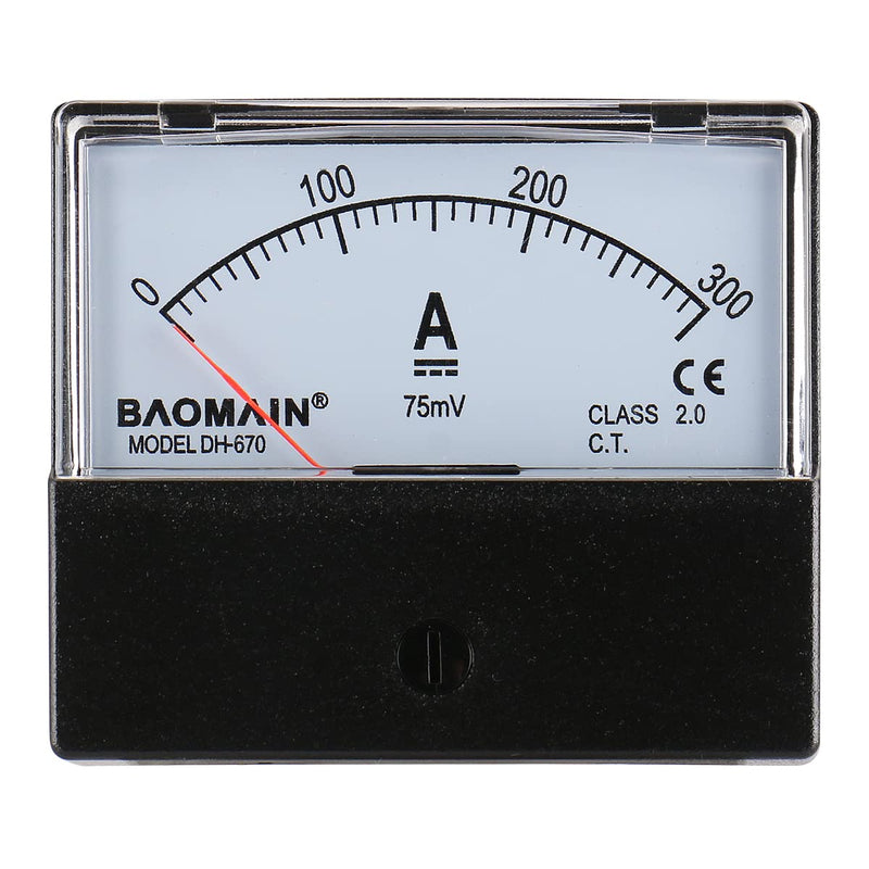 Baomain DH-670 DC 300A Analog Amp Panel Meter Current Ammeter with 75mV Shunt