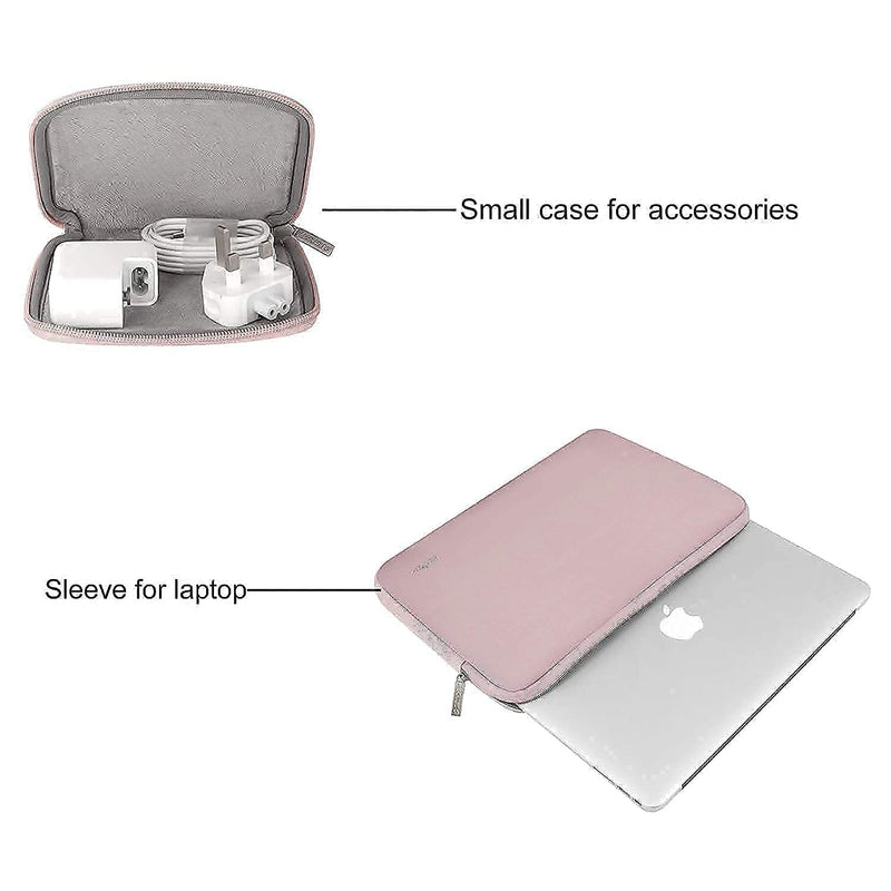 MOSISO Compatible with MacBook Air 13 inch Case 2020 2019 2018 Release A2337 M1 A2179 A1932 Retina Display with Touch ID & Neoprene Sleeve Bag with Small Case, Rose Quartz