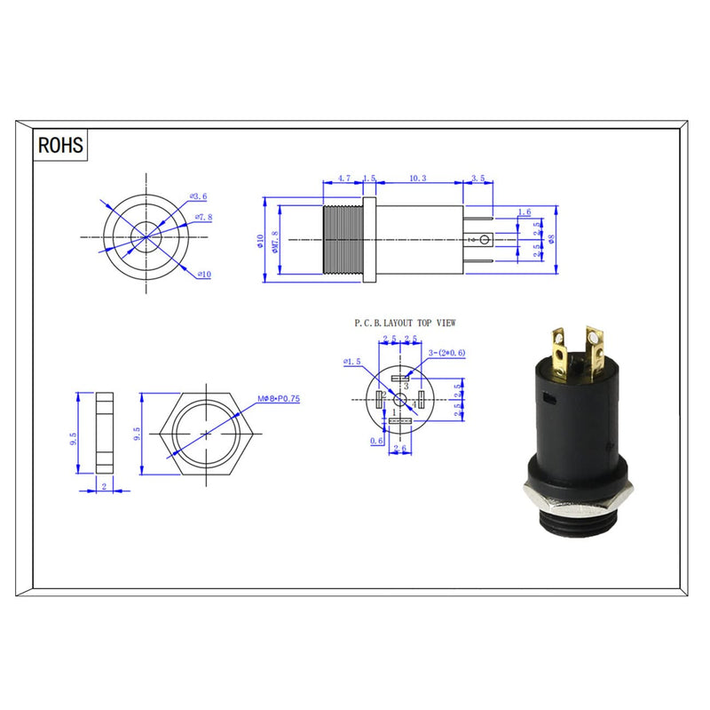 RLECS 10pcs 3.5mm Mini Stereo Female Jack Socket Plug with Nut, 3.5MM Mini Stereo Panel Mount Jack Solder Connector 4-Pole Gold-Plated, 3.5 mm Headphone Audio Jack