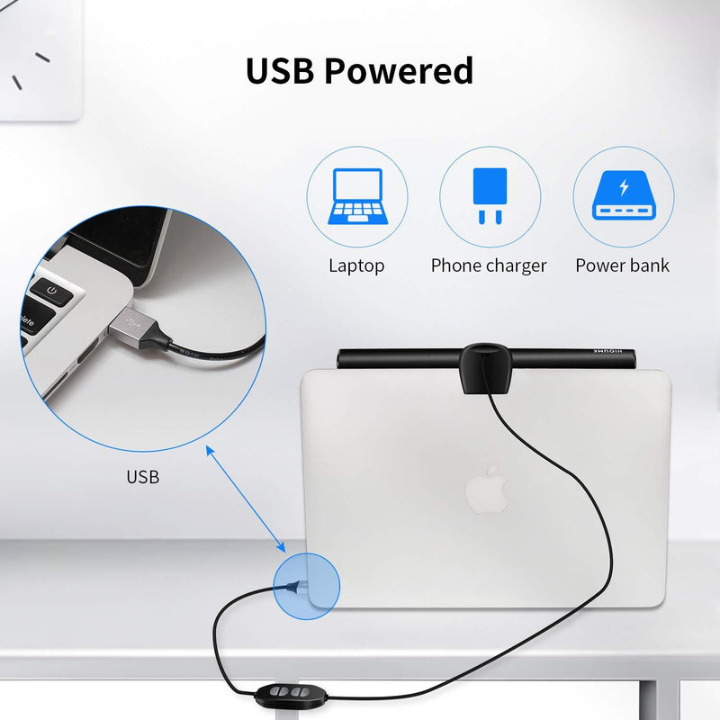 HIOUME Laptop Monitor Light Bar, USB e-Reading LED Task Lamp, 3 Adjustable Color Temperature, 10 Dimming Brightness Levels, No Screen Glare, Space Saving, Eye Health Care, Portable for Travel