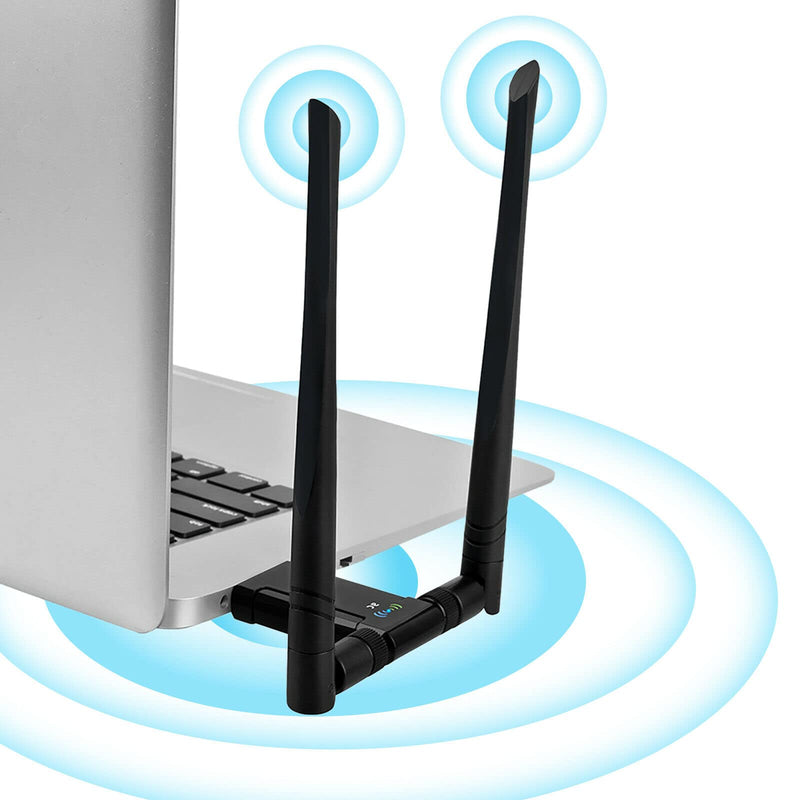 AC1200 High Power USB AC Wireless WiFi 5 Adapter Dongle 5dBi Dual Antenna 802.11AC