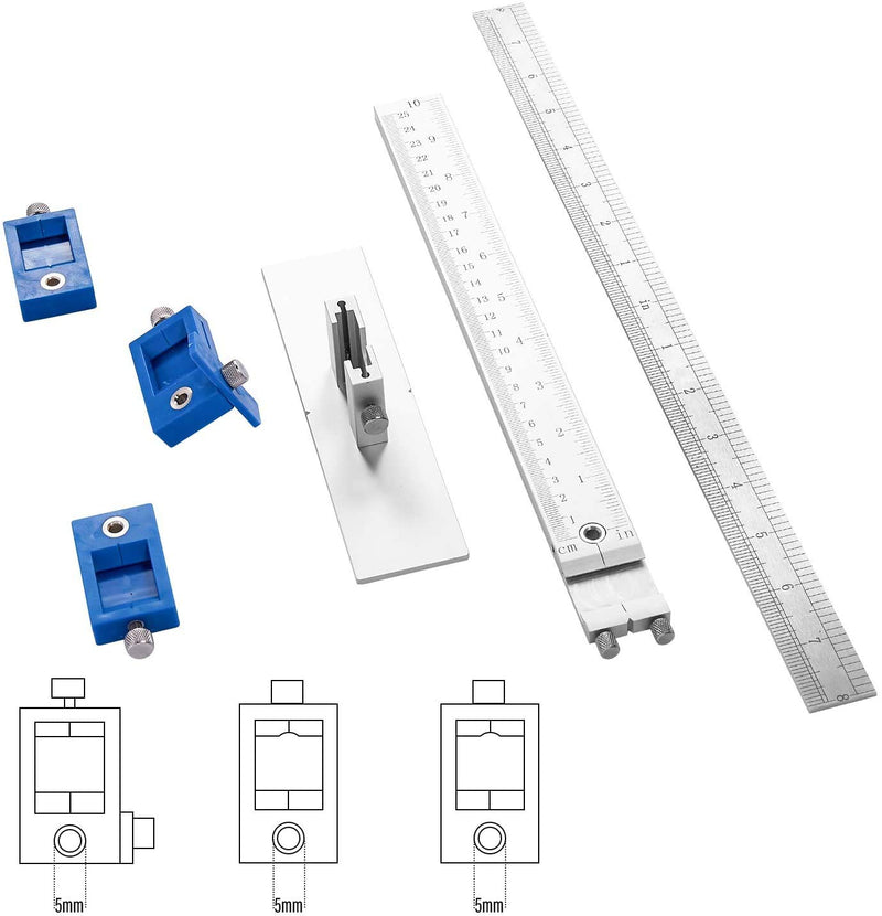 Tourace Cabinet Hardware Jig for Handles and Knobs Aluminum Alloy Drill Guide Sleeve Drawer Pull Wood Drilling Dowelling Tools Set Drawer Knob Pull Drilling Templates Jig Tool