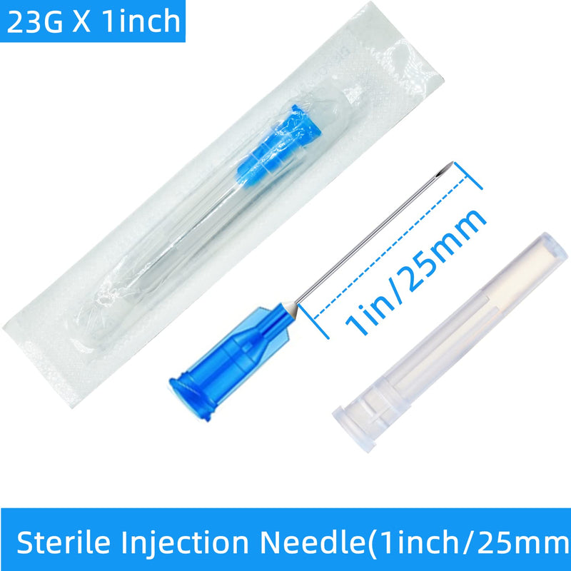 Expesumas 23Ga 1Inch Sterile Disposable Injection Needl with Cap for Animal, Pet, Poultry and Industrial Dispensing Needl Accessories