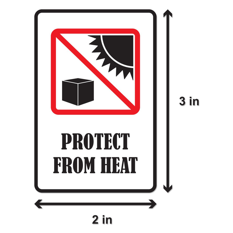 Protect from Heat 3" x 2" International Safe Shipping Handling Caution Labels Stickers (300 Labels per roll / 1 roll)