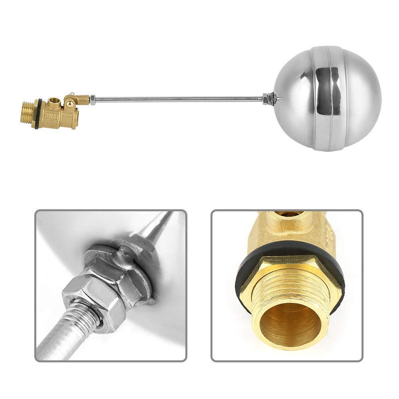 DN15 G1/2 Brass Male Thread Water Sensor Stainless Steel Float Ball Value GS06474 for Magnetic Level Switch Automatic Water Level Control