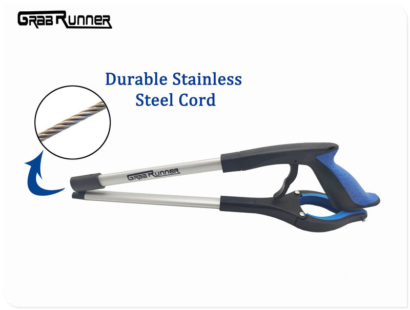 2- Pack GrabRunner Reacher Grabber Tool with Strong Magnetic for Elderly 32 inch Folding Reacher Tool with Long Reach Arm Extender (Blue/Blue) Blue