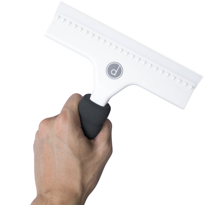 Squeegee for Shower Door, Car Windshield, and Glass Window - 2 Extra Silicone Replacement Blades - Foam Handle - White
