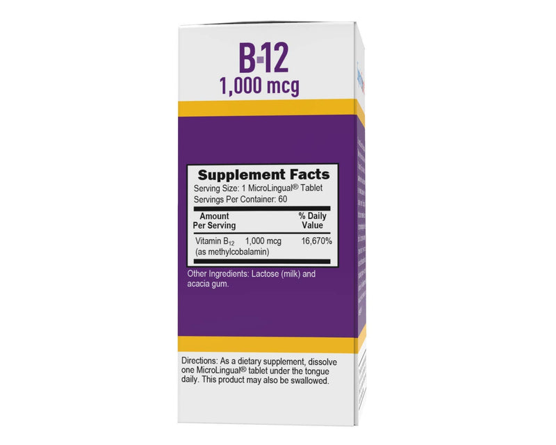 Superior Source No Shot Vitamin B12 Methylcobalamin, Quick Dissolve Sublingual Tablets, Active Form of B12, Increase Metabolism, Energy Production, Nervous System Support, Non-GMO (Vitamin B12 1,000mcg) Vitamin B12 1,000mcg