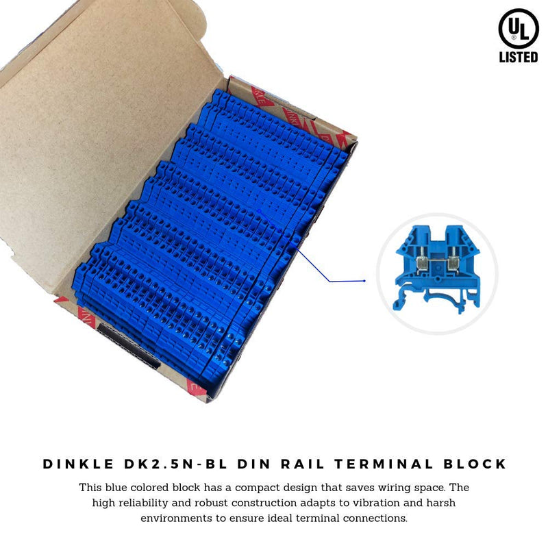 Dinkle DK2.5N-BL DIN Rail Terminal Blocks (Pack of 100)
