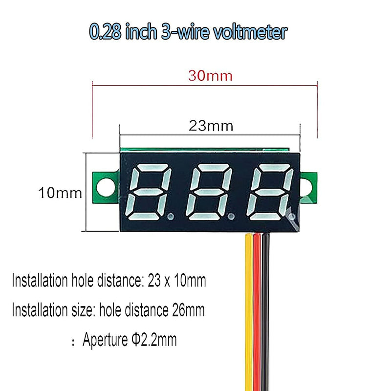 GTIWUNG Pack of 6 Mini Digital Voltmeter, DC 0.28 Inch Three-Wire Voltage Tester, DC 0-100V Mini Digital Voltmeter Gauge Tester LED Display Reverse Polarity Protection and Accurate Pressure Measurement, Blue 6 Pieces, Blue, Three-Wire, DC 0-100V