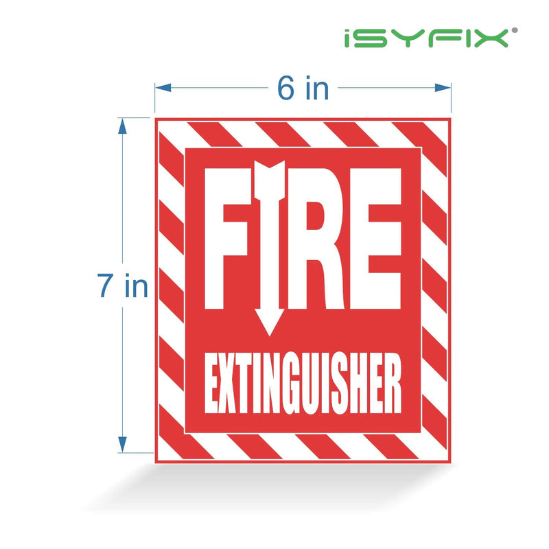 Fire Extinguisher Signs Stickers – 4 Pack 6x7 Inch – Premium Self-Adhesive Vinyl, Laminated for Ultimate UV, Weather, Scratch, Water and Fade Resistance, Indoor and Outdoor Medium red & white