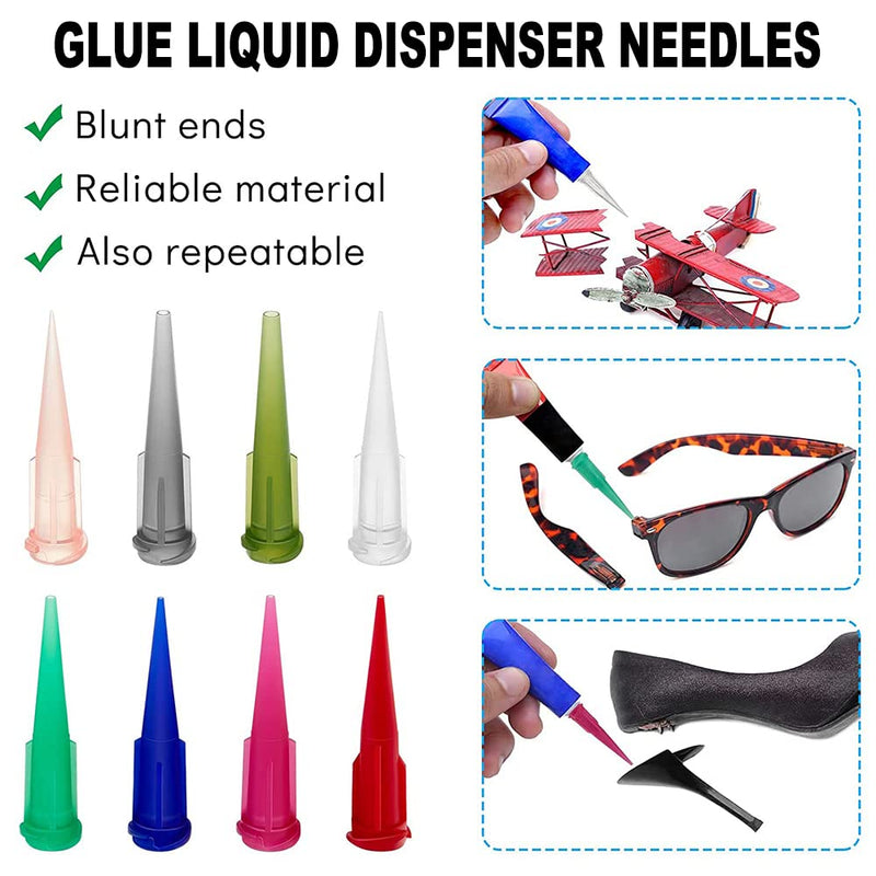 Auniwaig Plastic Tapered Pinhead Glue Liquid Dispenser Needles 22ga Dispensing Fill Needle Blue 100PCS 22 Gage