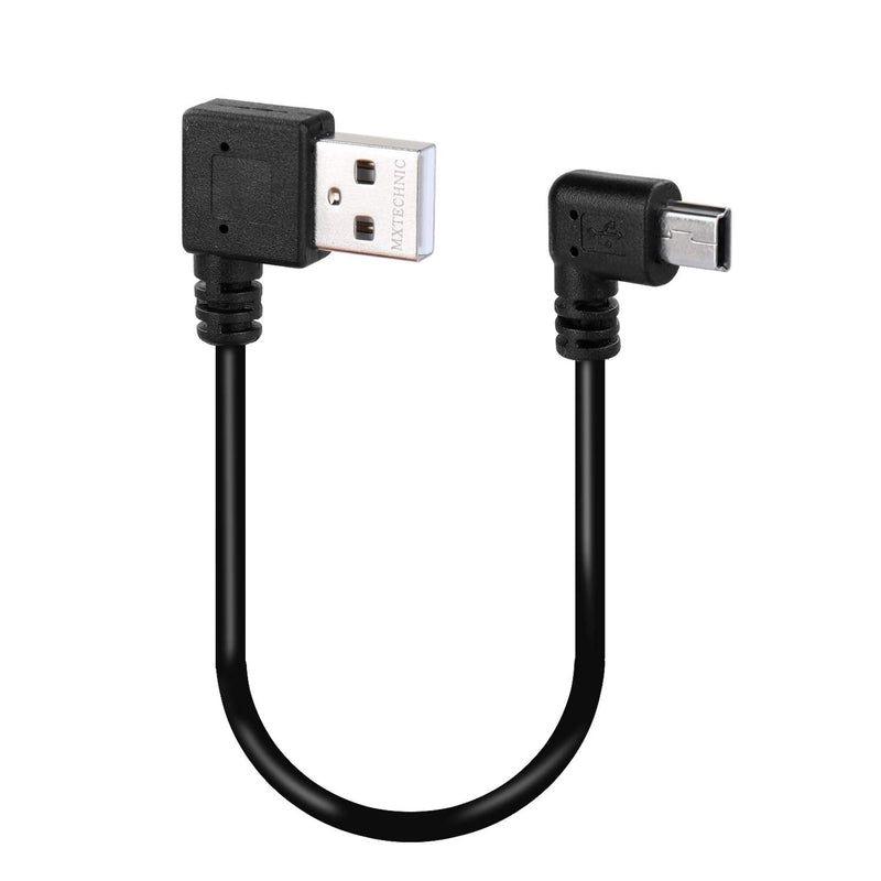 MXTECHNIC Mini USB Data Cable 10IN 90 Degree USB Right Angle Nickel Plated Short USB 2.0 -A-Male-4Pin to Right Angle Mini-B-5Pin for syncing and charging smartphones,GPS,external hard drives (3 Packs) 10in(ch) Mini 3 Packs